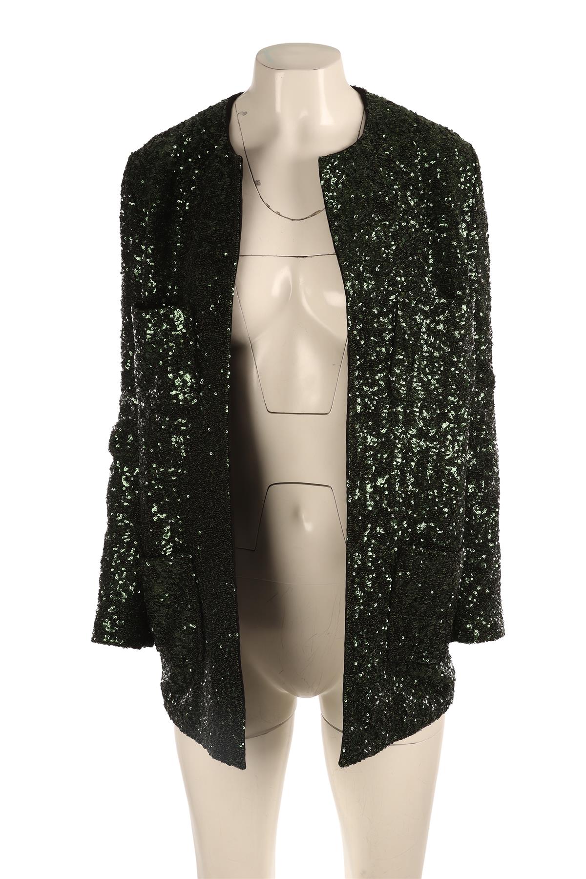 JULIE DE LIBRAN GREEN SEQUIN JACKET FR 36 UK 8