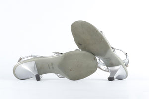 PRADA SPORT SILVER LEATHER SANDALS EU 37.5 UK 4.5 US 7.5