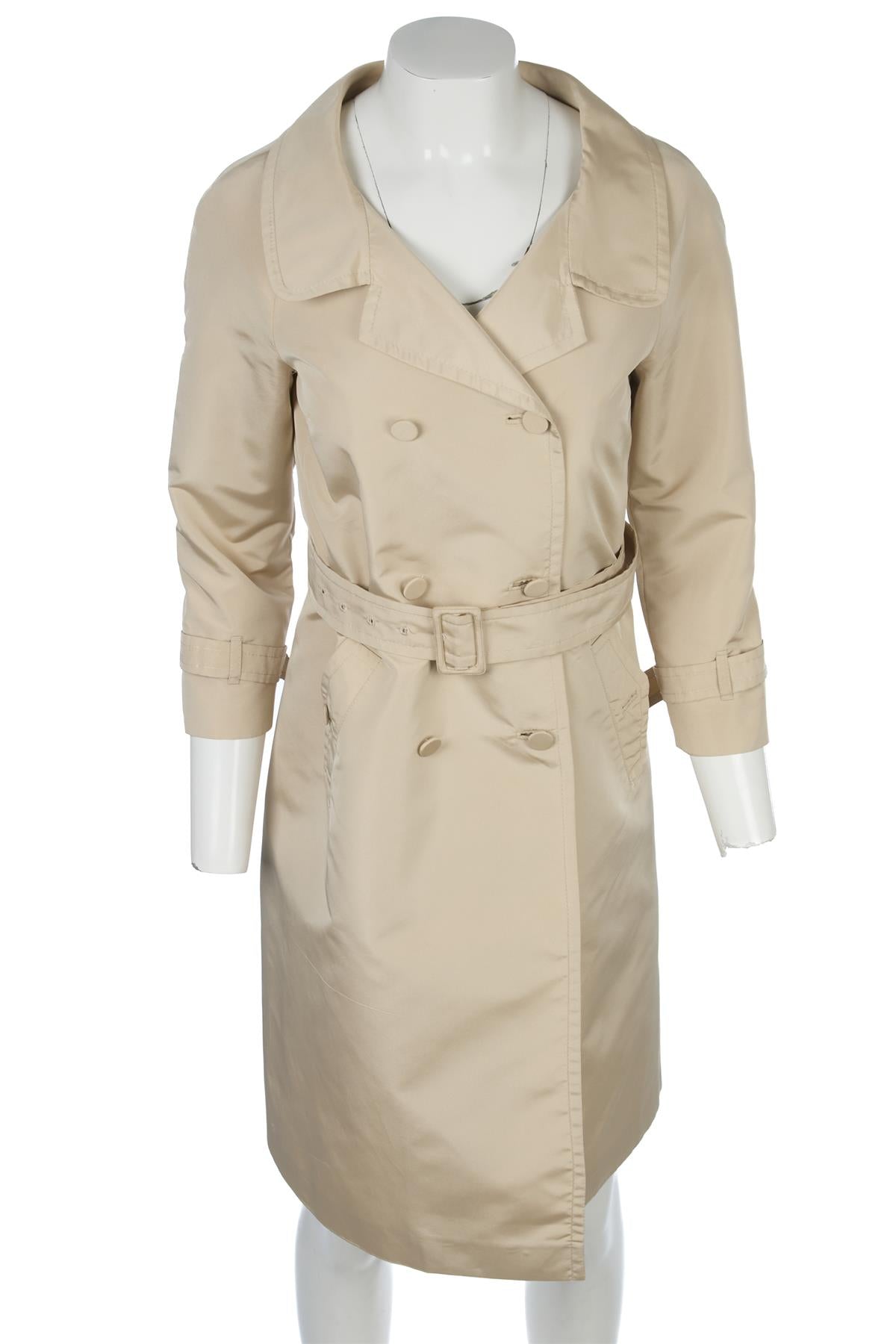 PRADA BEIGE SILK TRENCH COAT IT 38 UK 6