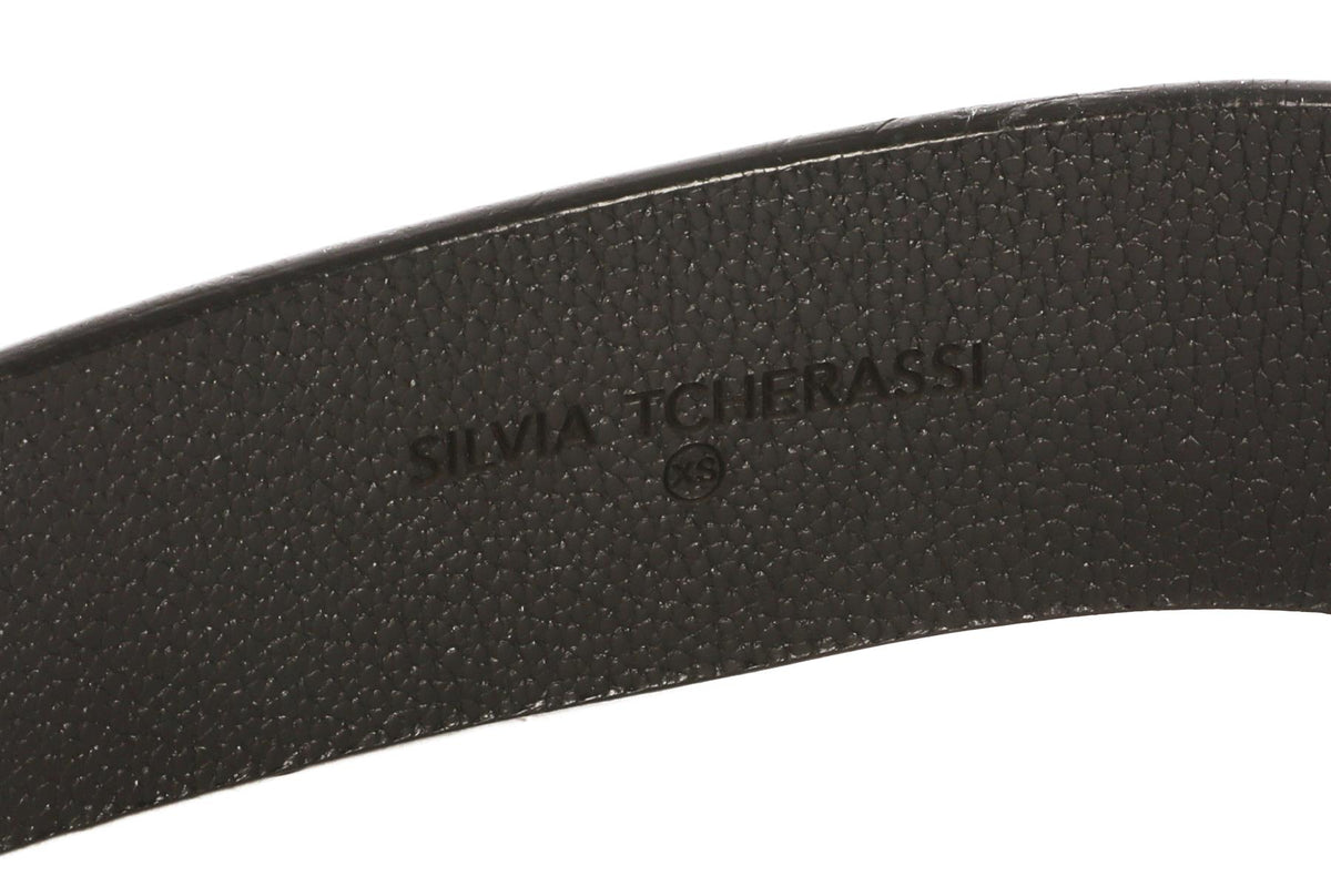 SILVIA TCHERASSI BLACK LEATHER WAIST BELT XSMALL