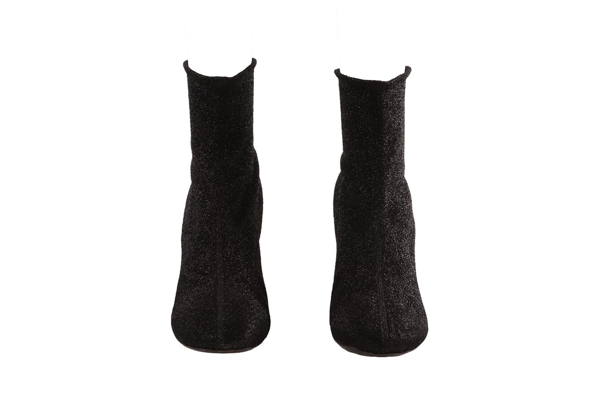 BLACK KNIT ANKLE BOOTS