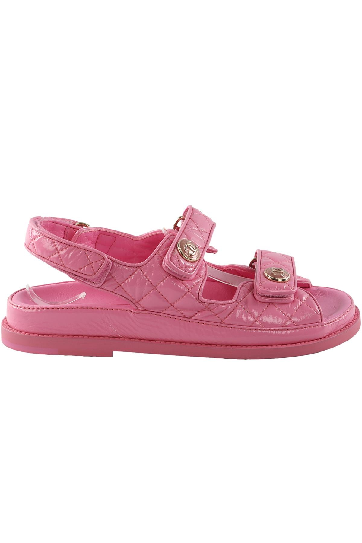 CHANEL PINK 2024 DAD QUILTED LEATHER SANDALS EU 38 UK 5 US 8