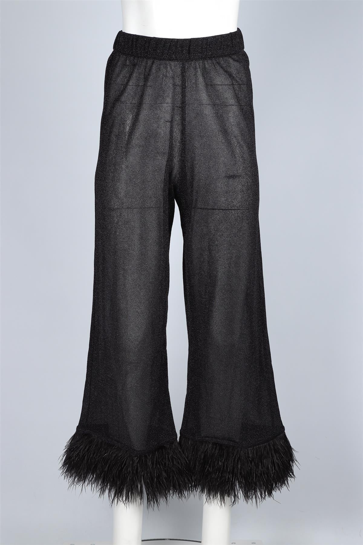 OSEREE BLACK KNIT WIDE LEG PANTS SMALL