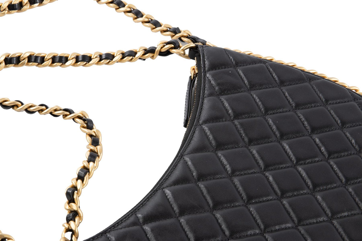 CHANEL BLACK 2023 HOBO LARGE QUILTED LEATHER SHOULDER BAG