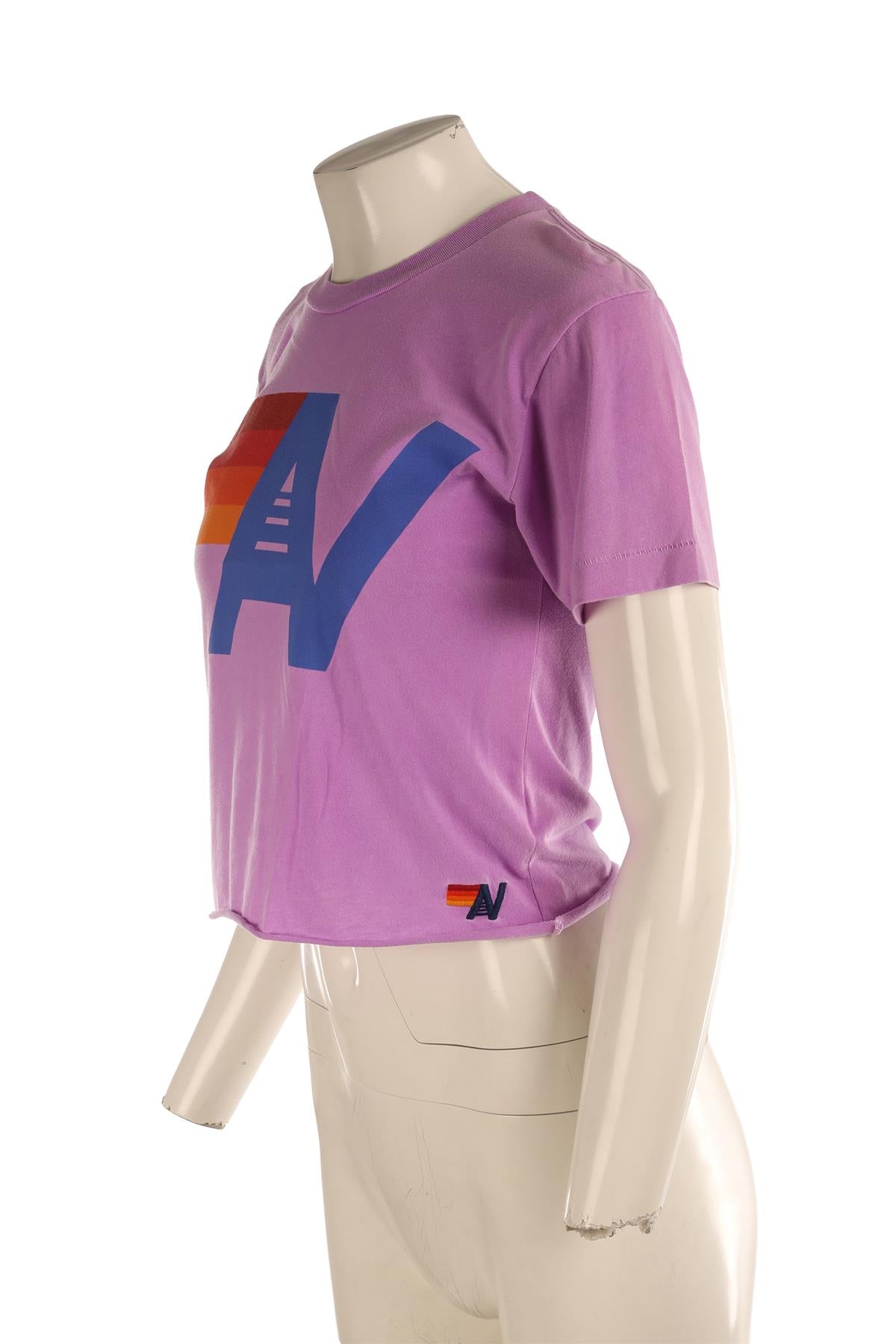 AVIATOR NATION PURPLE COTTON T-SHIRT XSMALL
