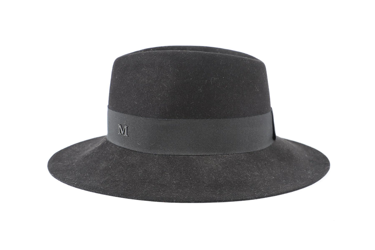 MAISON MICHEL BLACK WOOL HAT MEDIUM