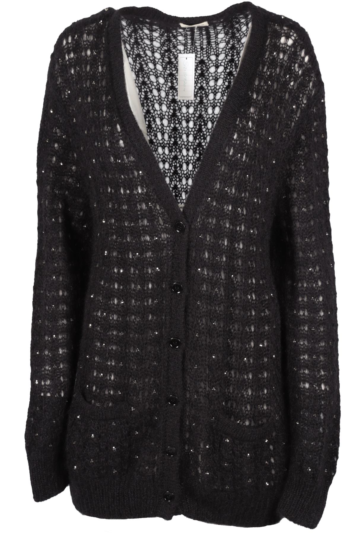 SAINT LAURENT BLACK MOHAIR CARDIGAN MEDIUM