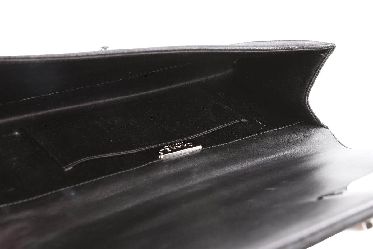 CHANEL BLACK 2014 BOY FLAP PYTHON AND NUBUCK CLUTCH