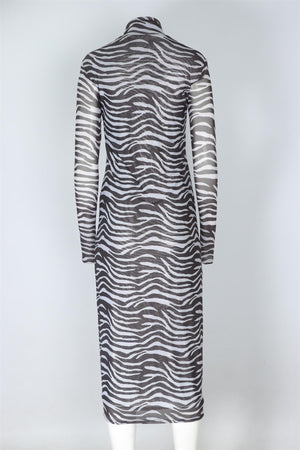 STAUD BLACK MESH MAXI DRESS MEDIUM