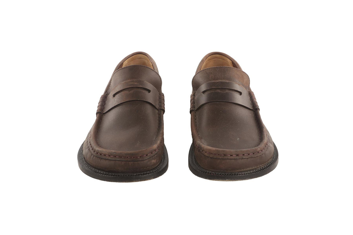 LOEWE BROWN CAMPO LEATHER LOAFERS EU 37 UK 4 US 7
