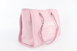 CHANEL PINK 2022 DEAUVILLE SMALL FABRIC TOTE BAG
