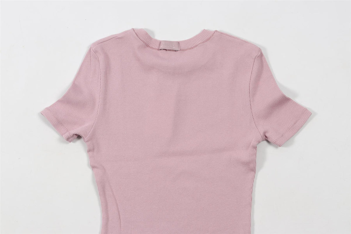 SKIMS PINK COTTON T-SHIRT XXSMALL