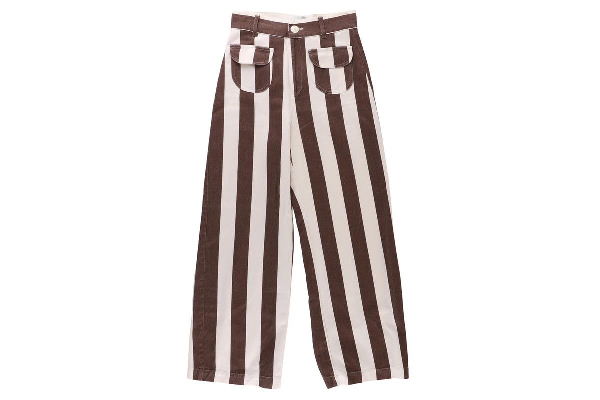 LA VESTE BROWN COTTON STRAIGHT LEG PANTS SMALL