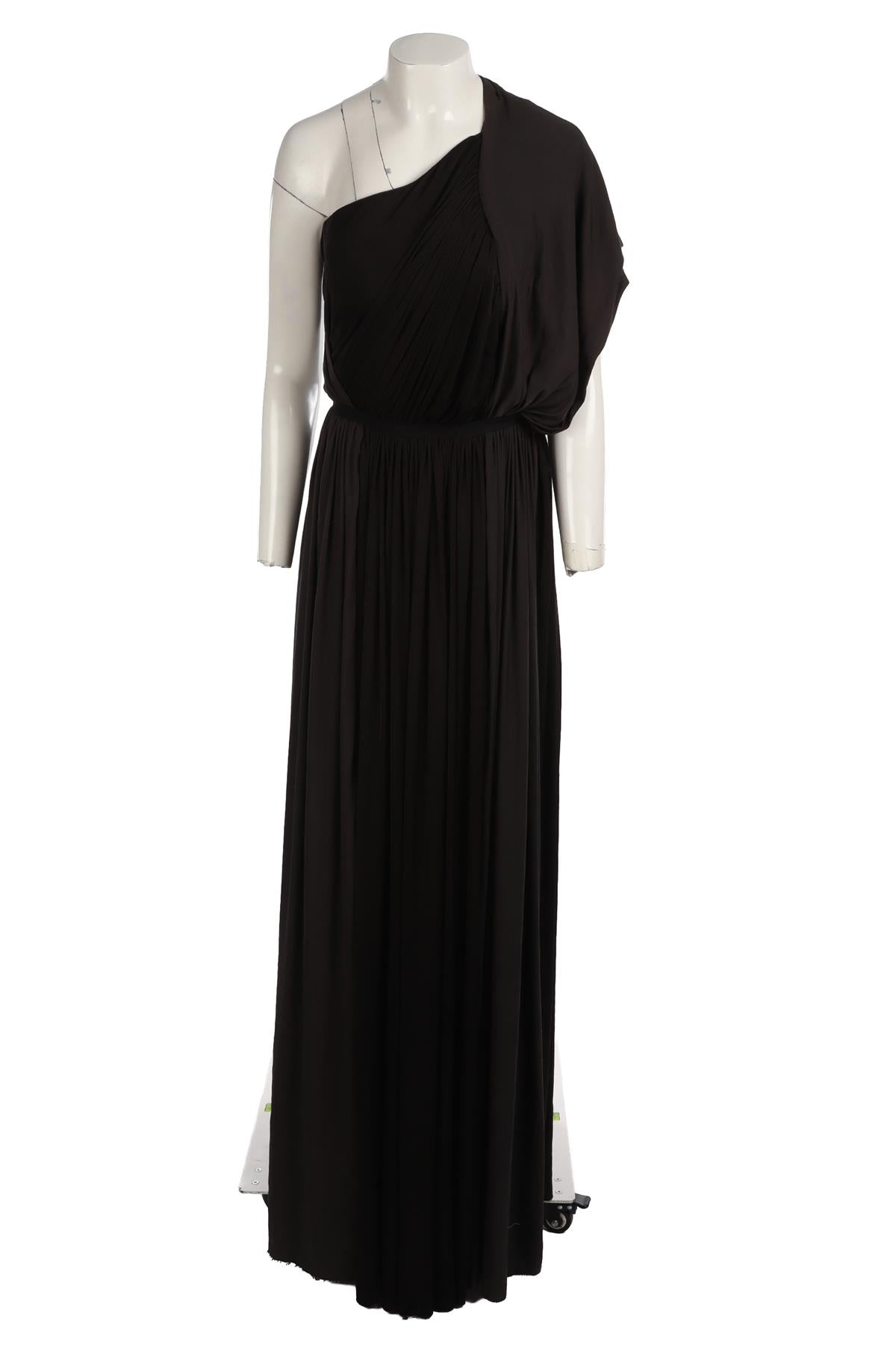 LANVIN BLACK 2011 SATIN MAXI DRESS FR 36 UK 8