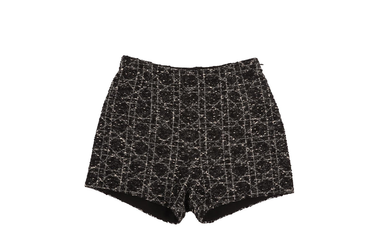 CHRISTIAN DIOR BLACK MACROCANNAGE COTTON SHORTS FR 36 UK 8