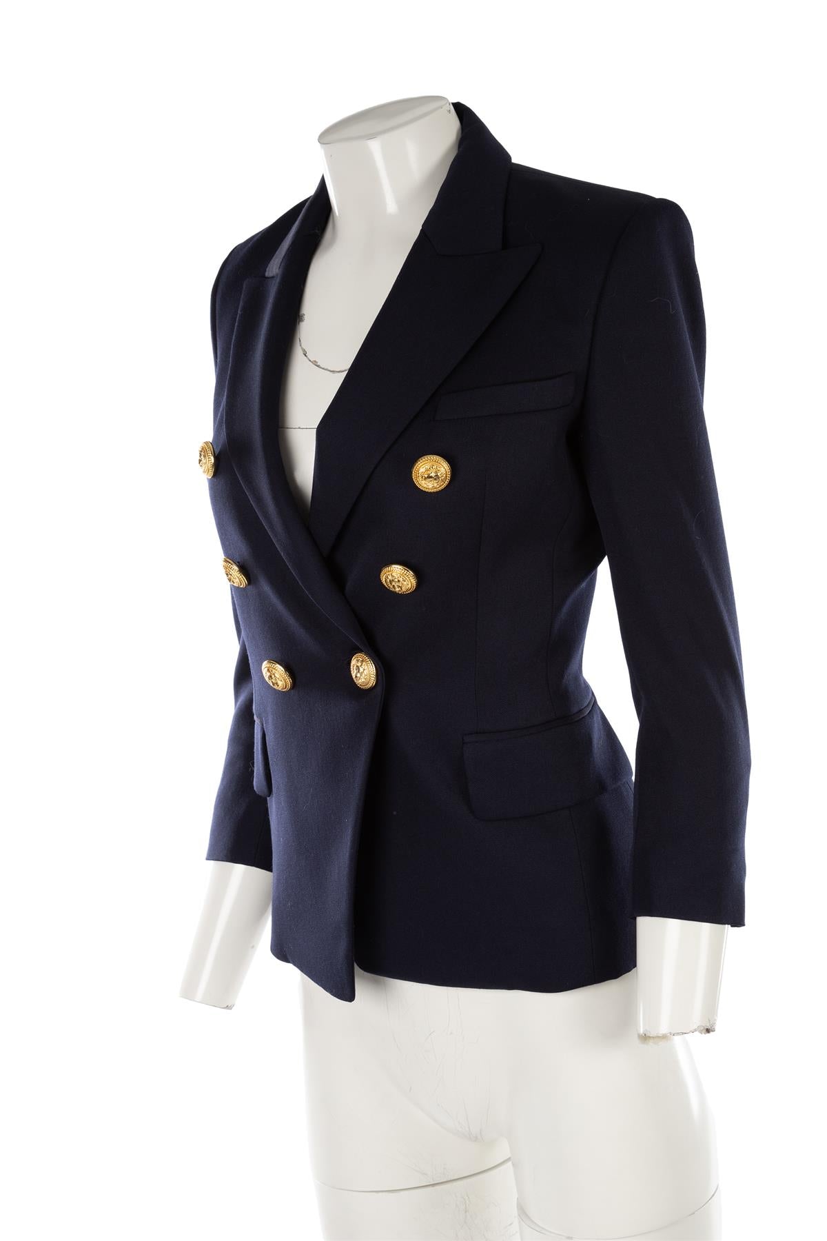 BALMAIN NAVY WOOL BLAZER FR 36 UK 8