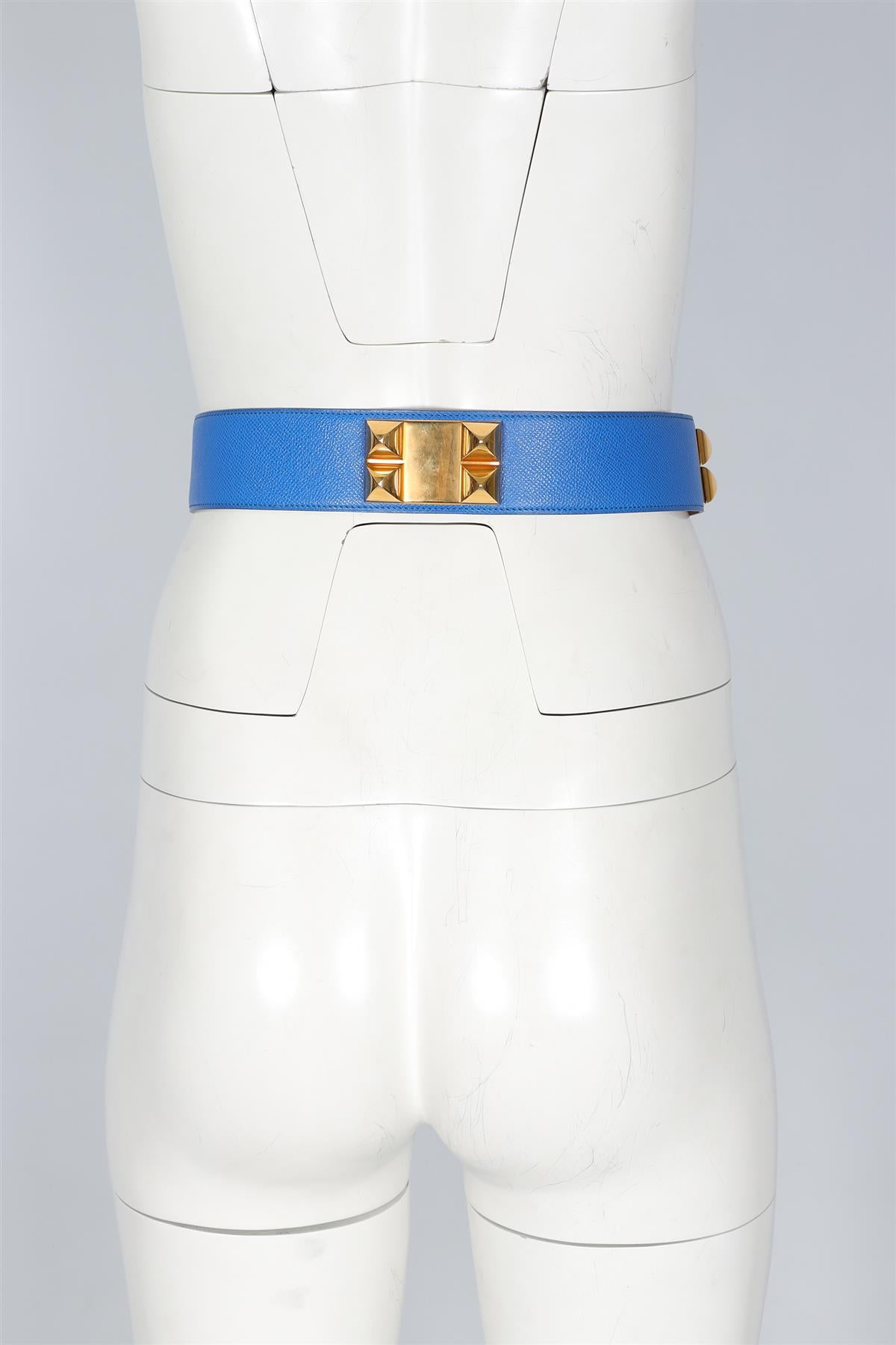 HERMÈS BLUE 1992 COLLIER DE CHIEN EPSOM LEATHER WAIST BELT
