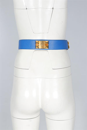 HERMÈS BLUE 1992 COLLIER DE CHIEN EPSOM LEATHER WAIST BELT