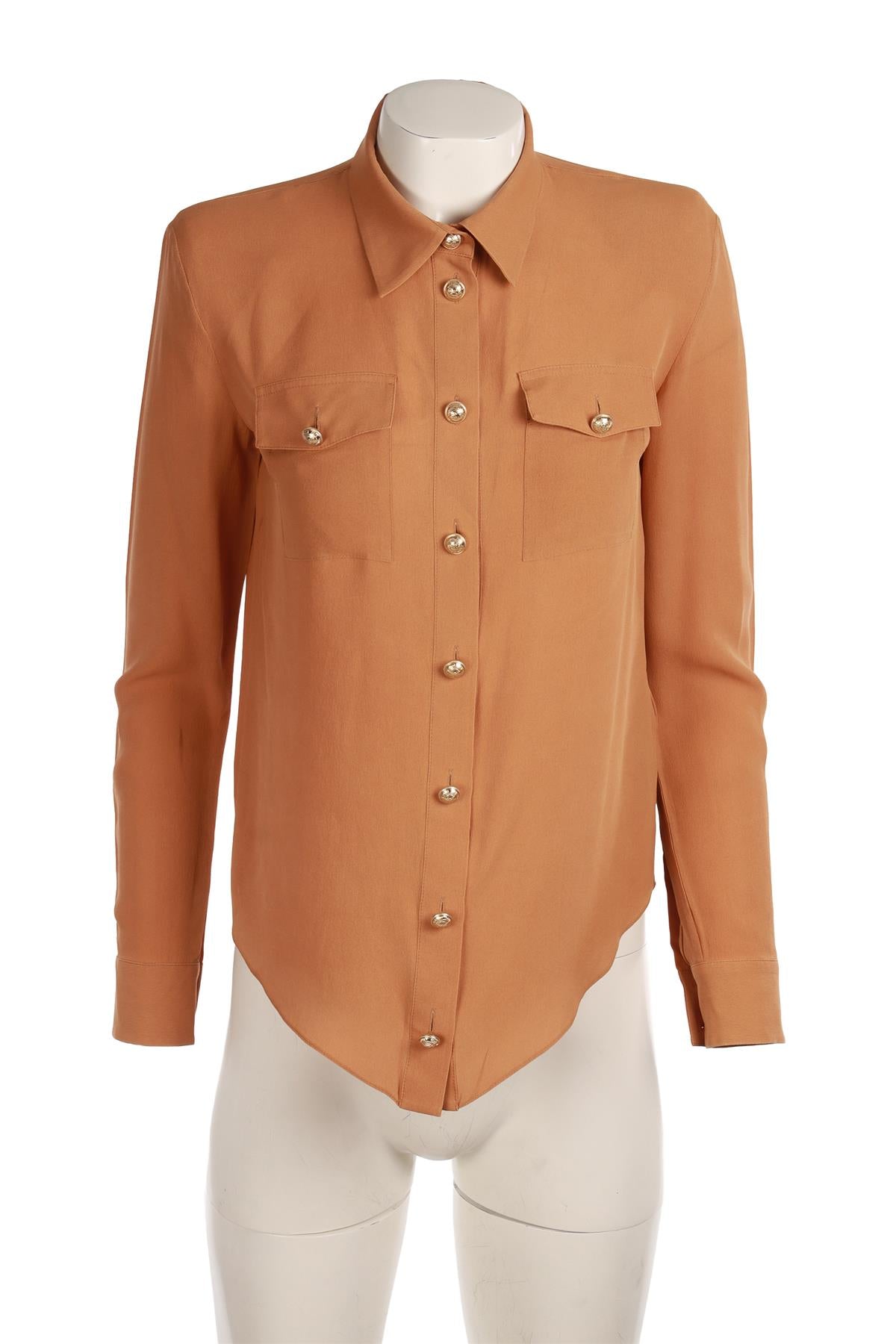 BALMAIN BROWN SILK SHIRT FR 36 UK 8