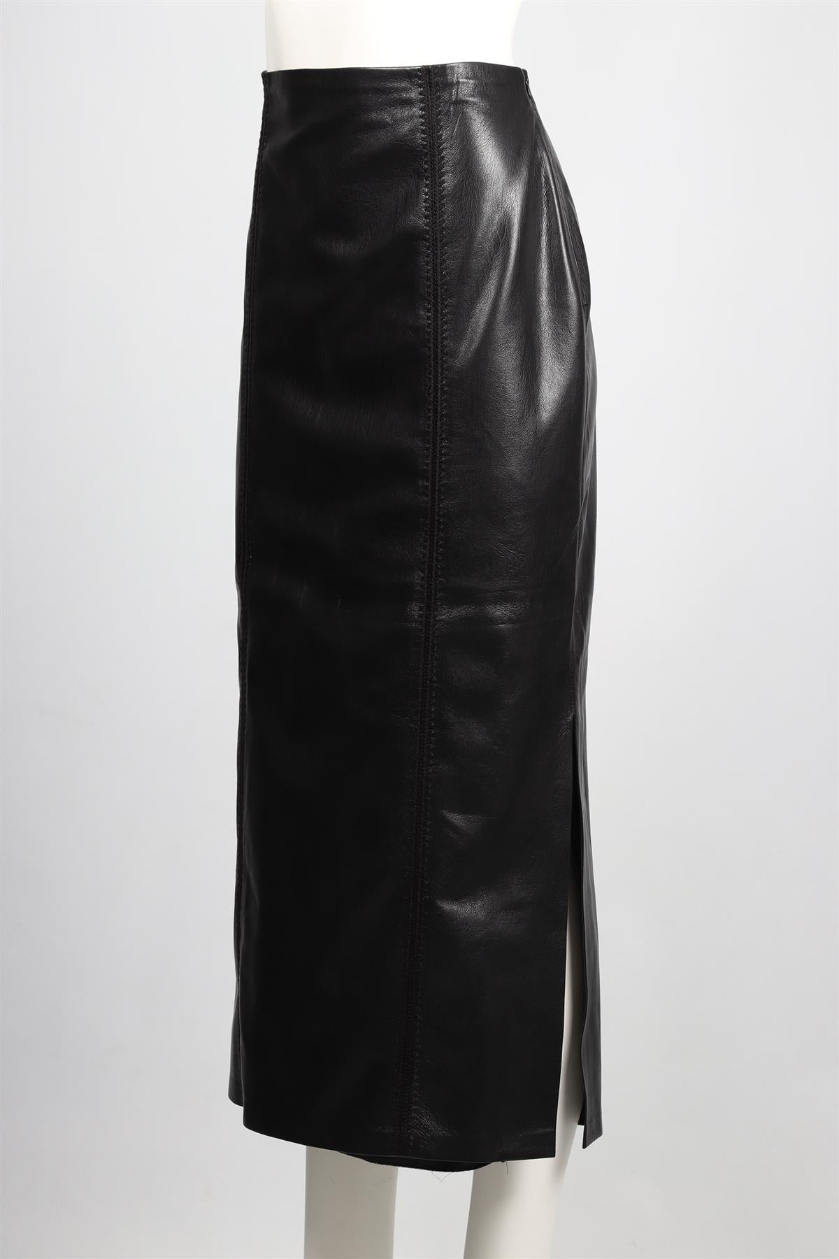 NANUSHKA BLACK FAUX LEATHER MAXI SKIRT LARGE