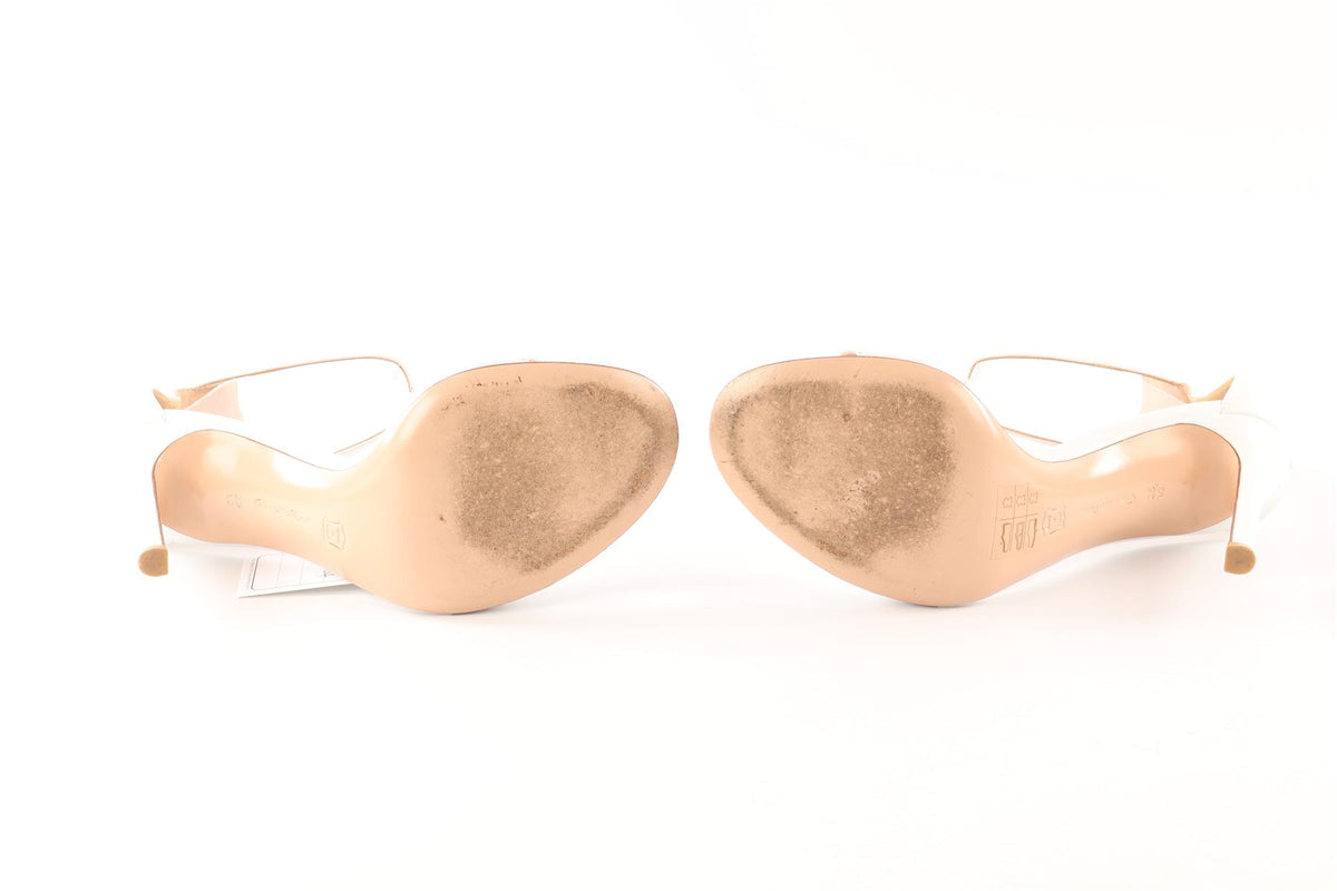 GIANVITO ROSSI WHITE LEATHER SANDALS EU 35.5 UK 2.5 US 5.5