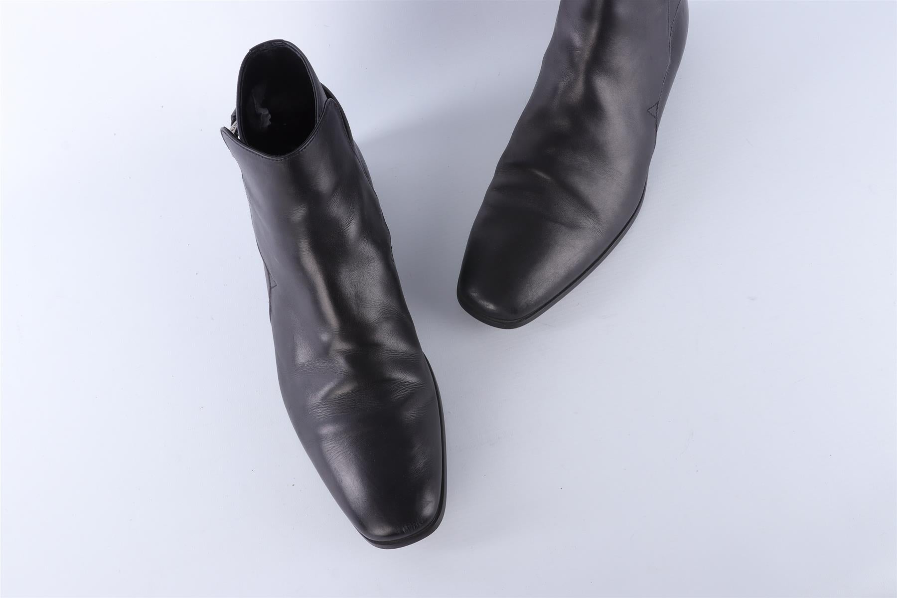 PRADA MEN'S BLACK LEATHER ANKLE BOOTS EU 42.5 UK 8.5 US 9.5