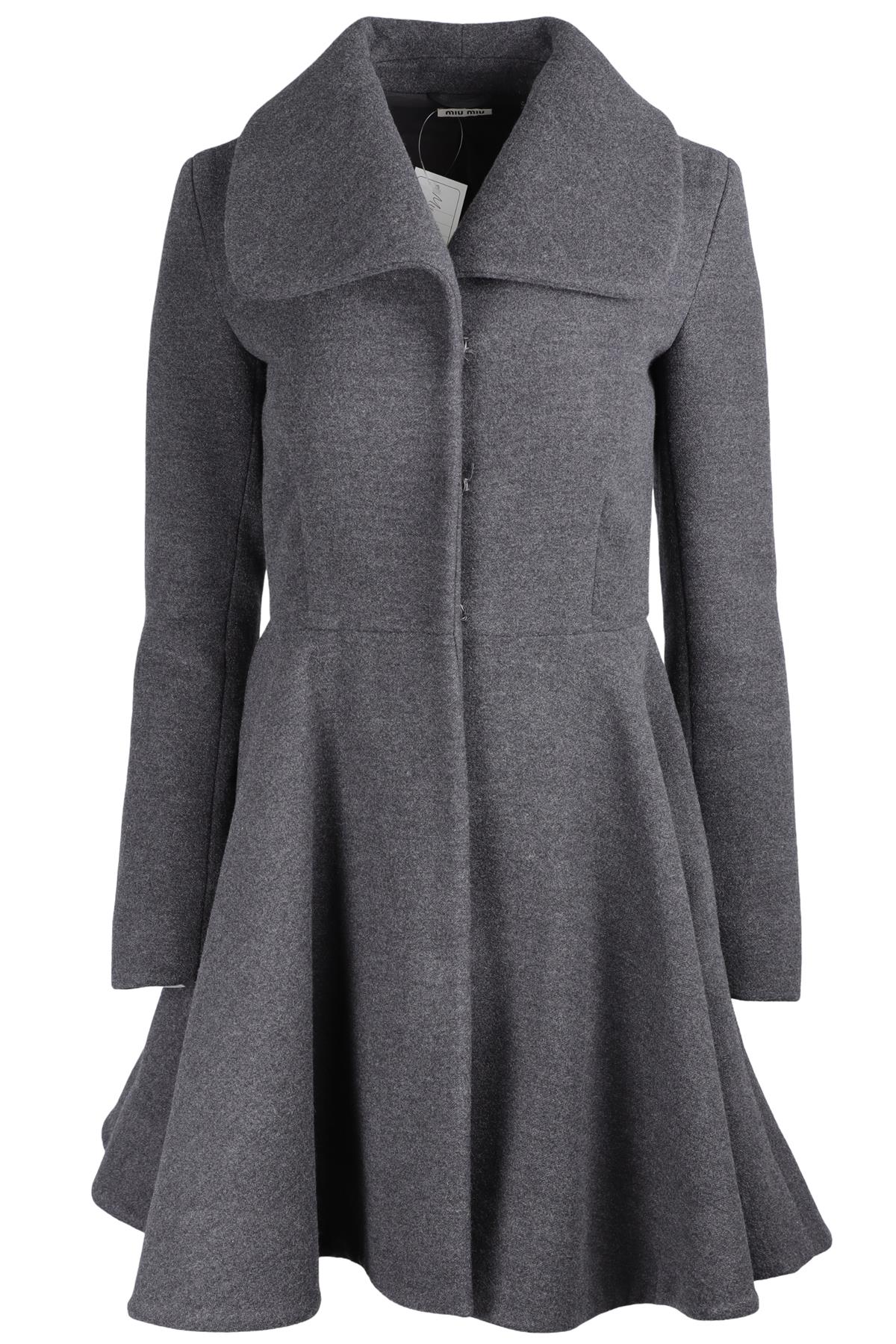MIU MIU GREY WOOL COAT IT 38 UK 6