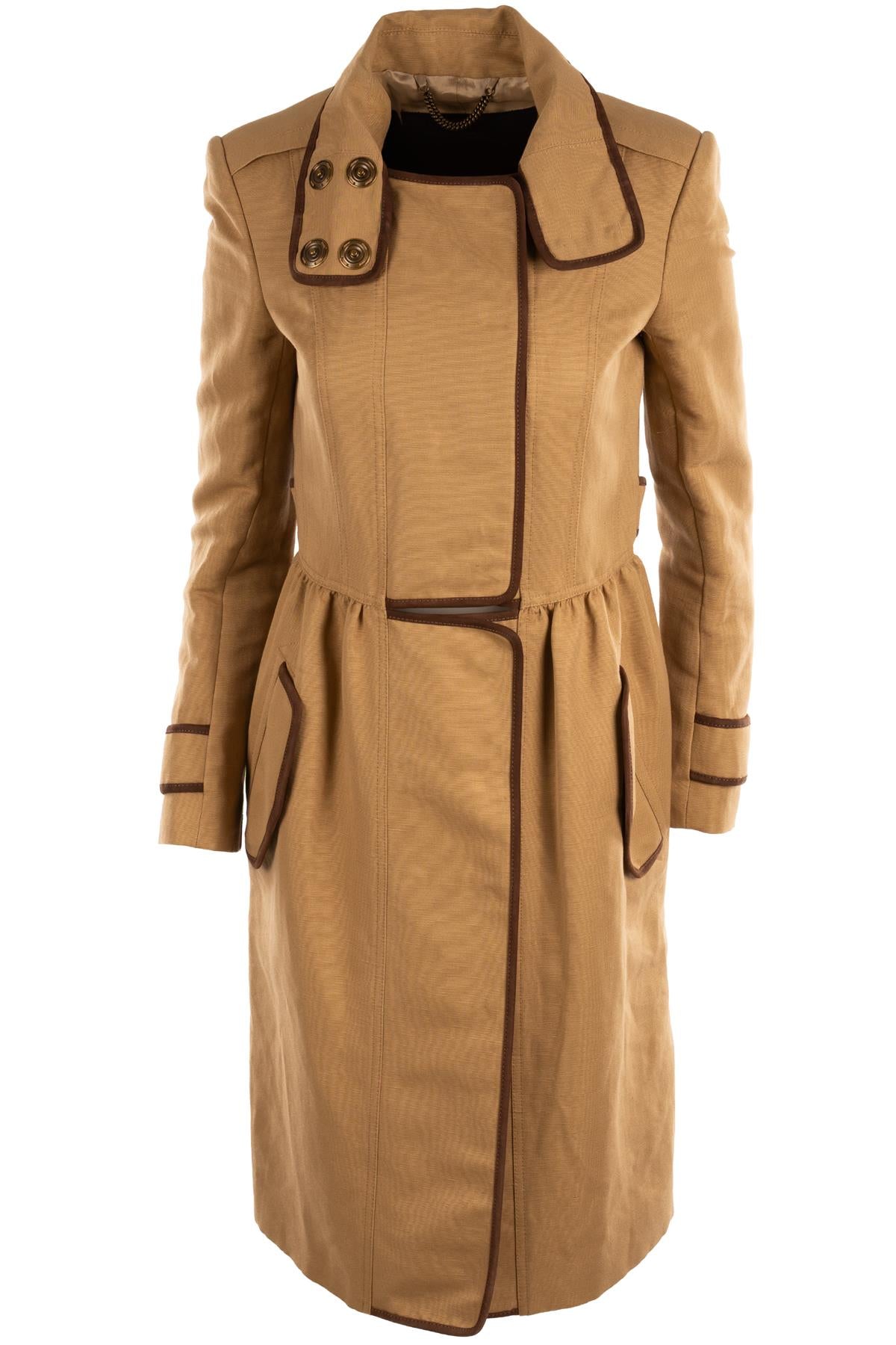 BURBERRY BEIGE LINEN TRENCH COAT IT 42 UK 10