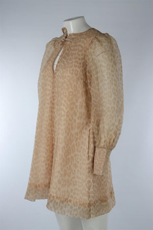 GANNI BEIGE ORGANZA MINI DRESS EU 36 UK 8