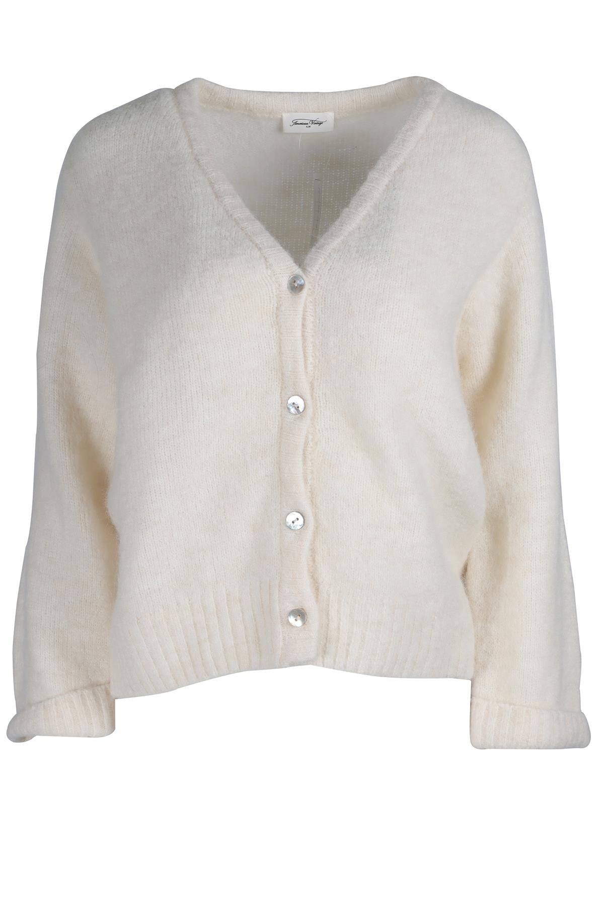 AMERICAN VINTAGE WHITE WOOL CARDIGAN SMALL