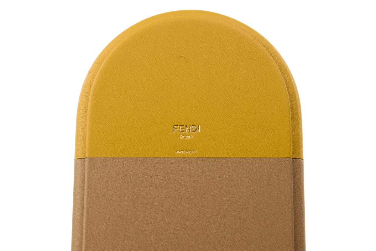 FENDI YELLOW O'LOCK OVAL LEATHER TRAY
