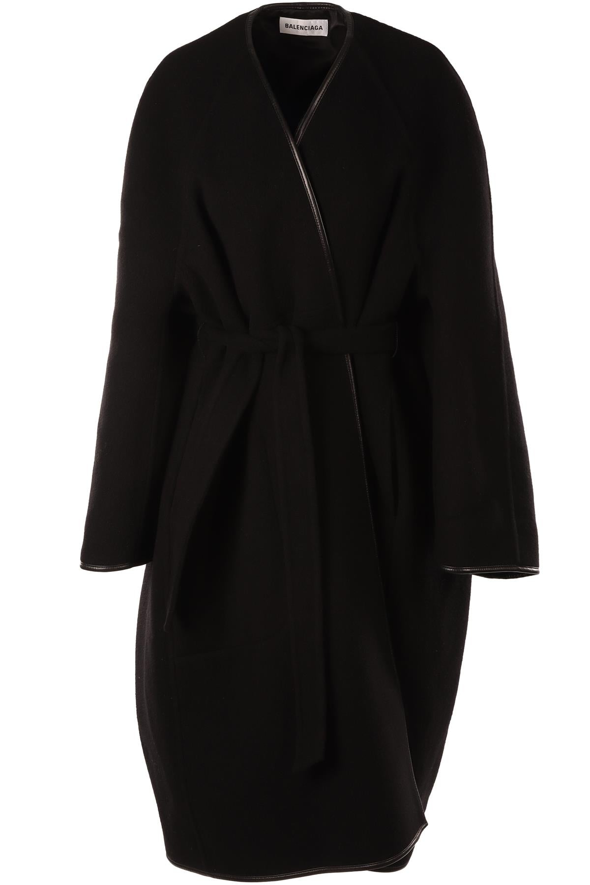 BALENCIAGA BLACK WOOL COAT FR 34