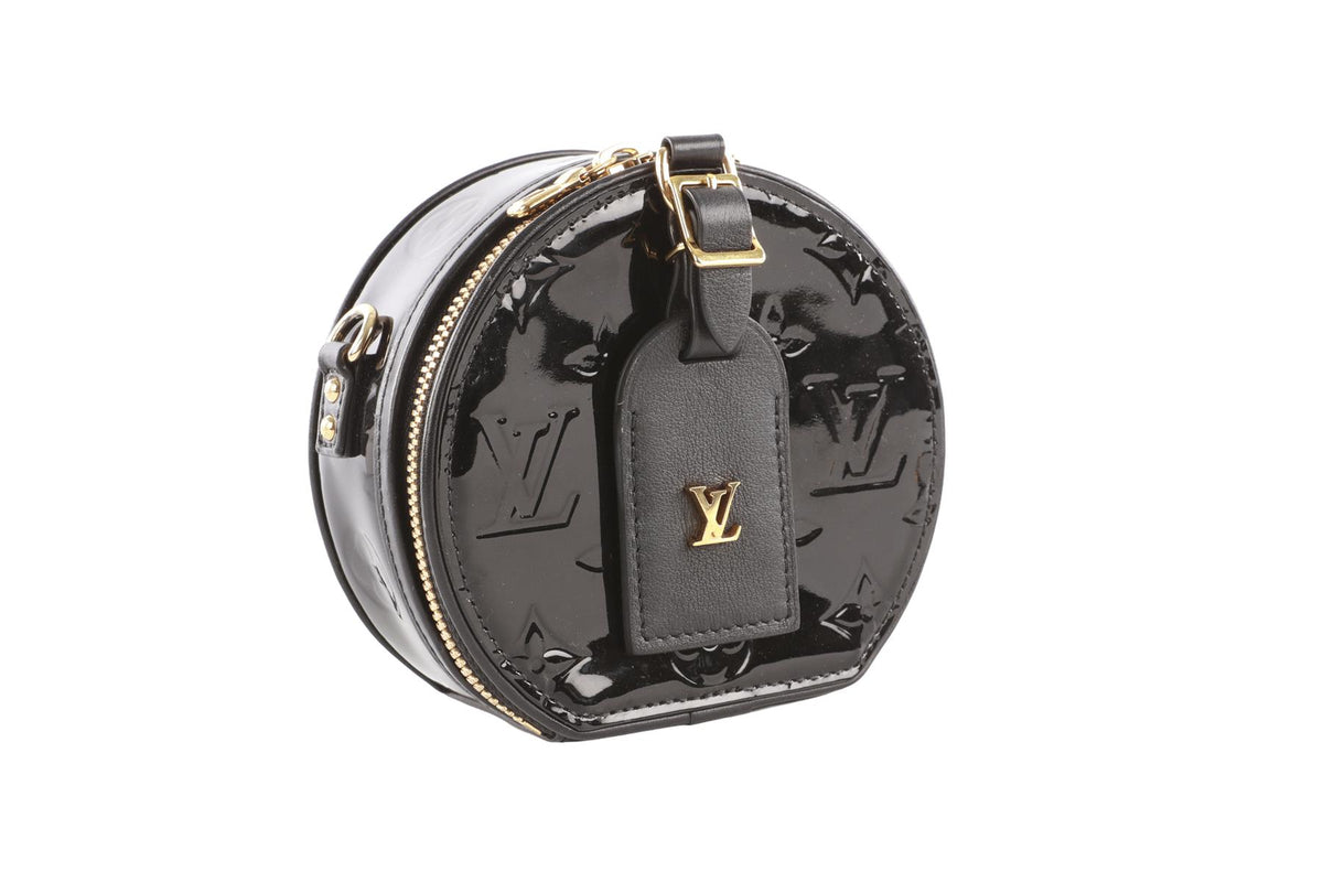 LOUIS VUITTON BLACK 2019 BOÎTE CHAPEAU MINI MONOGRAM PATENT LEATHER CROSSBODY BAG