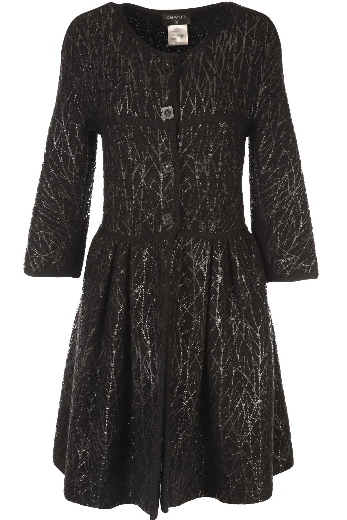 CHANEL BLACK 2011 WOOL COAT FR 36 UK 8