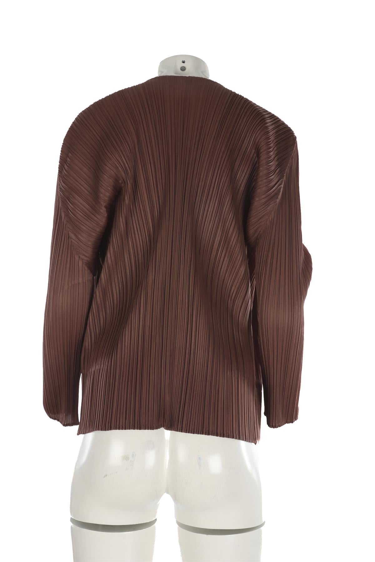 PLEATS PLEASE ISSEY MIYAKE BROWN CARDIGAN JP 3 UK 8