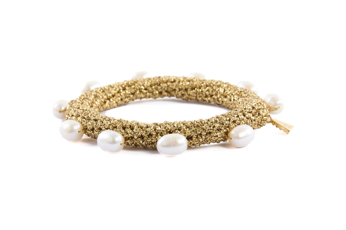 LUCY FOLK GOLD PEARL DIVER BRACELET