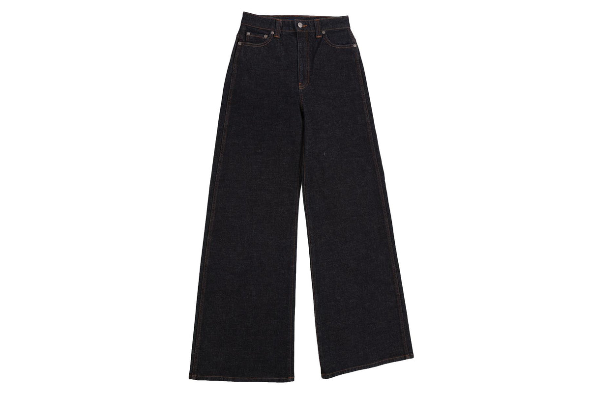 KHAITE BLUE HIGH RISE WIDE LEG JEANS W27.5 UK 8-10