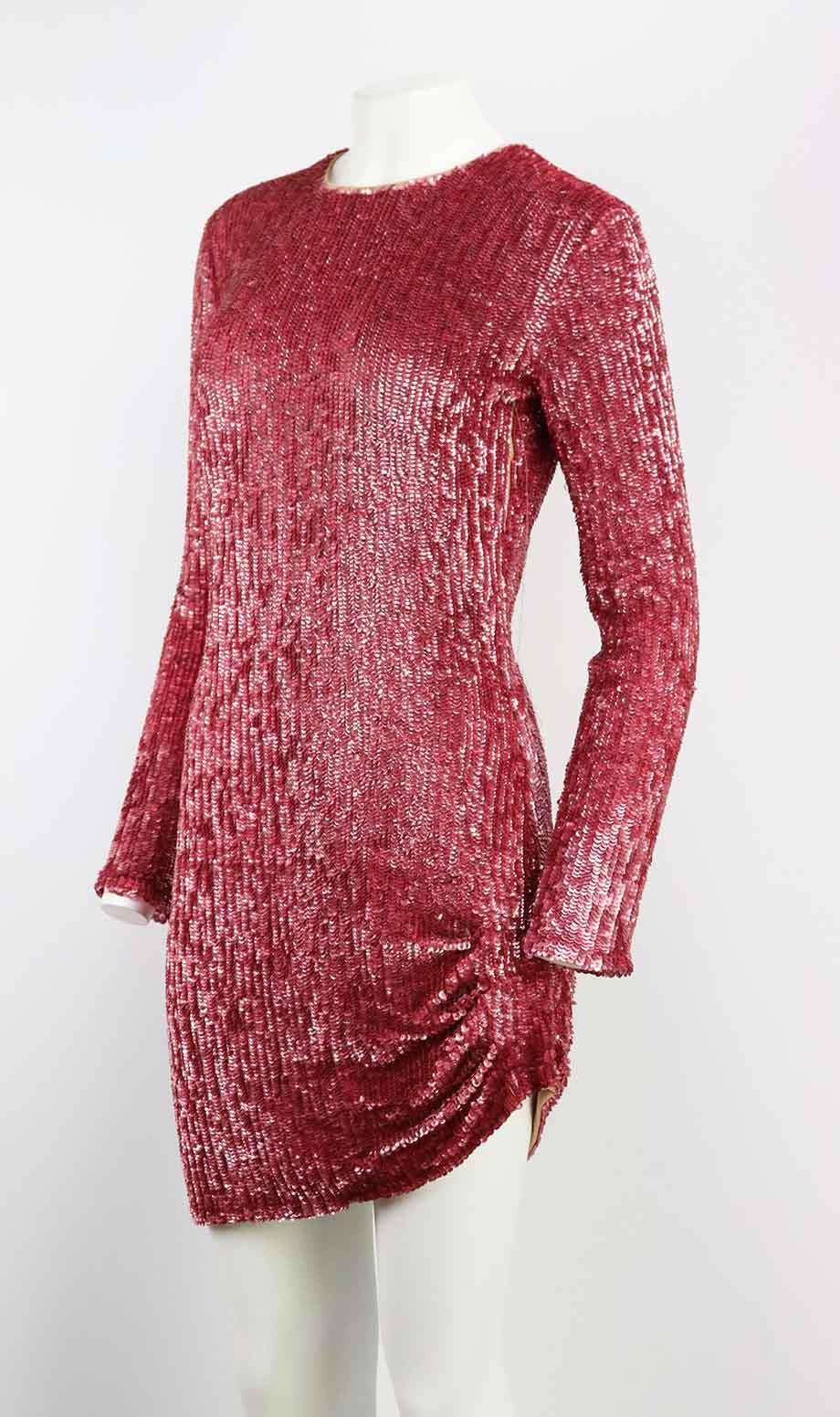 PINKO LOVES SHEA RUCHED SEQUINED JERSEY MINI DRESS IT 44 UK 12