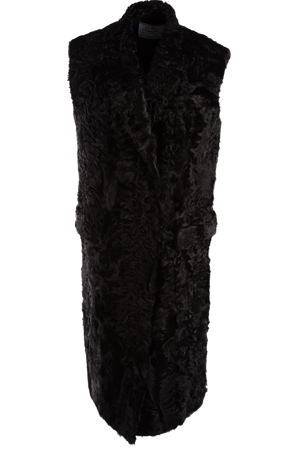 PRADA BLACK SHEARLING GILET IT 38 UK 6