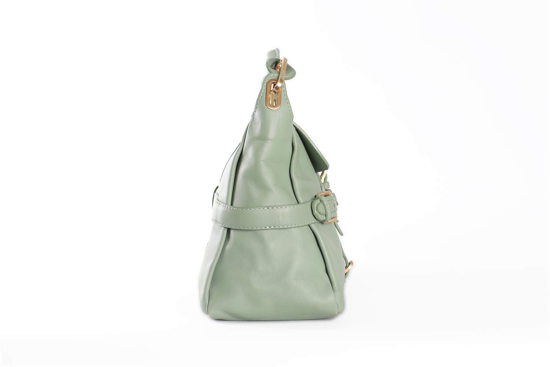JIMMY CHOO GREEN TULITA LEATHER SHOULDER BAG