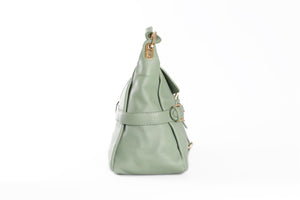 JIMMY CHOO GREEN TULITA LEATHER SHOULDER BAG