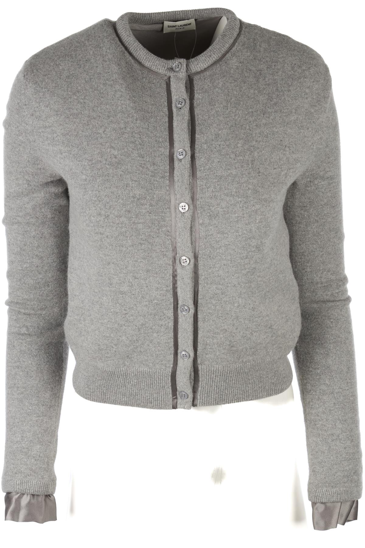 SAINT LAURENT GREY WOOL CARDIGAN XSMALL