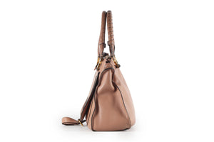 CHLOÉ NUDE MARCIE LARGE LEATHER TOTE BAG