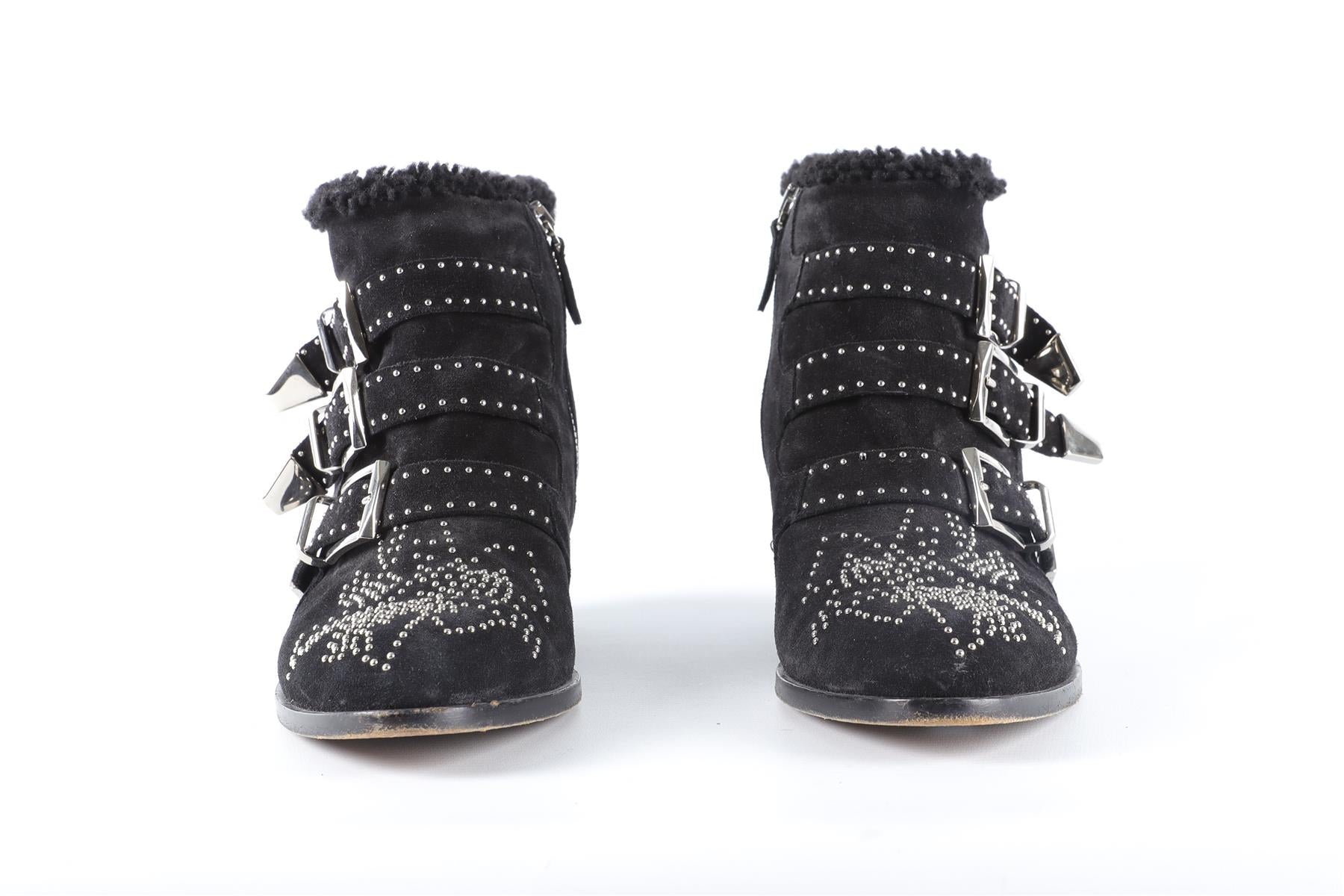 CHLOÉ BLACK SUSANNA SUEDE ANKLE BOOTS EU 39 UK 6 US 9