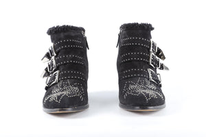 CHLOÉ BLACK SUSANNA SUEDE ANKLE BOOTS EU 39 UK 6 US 9