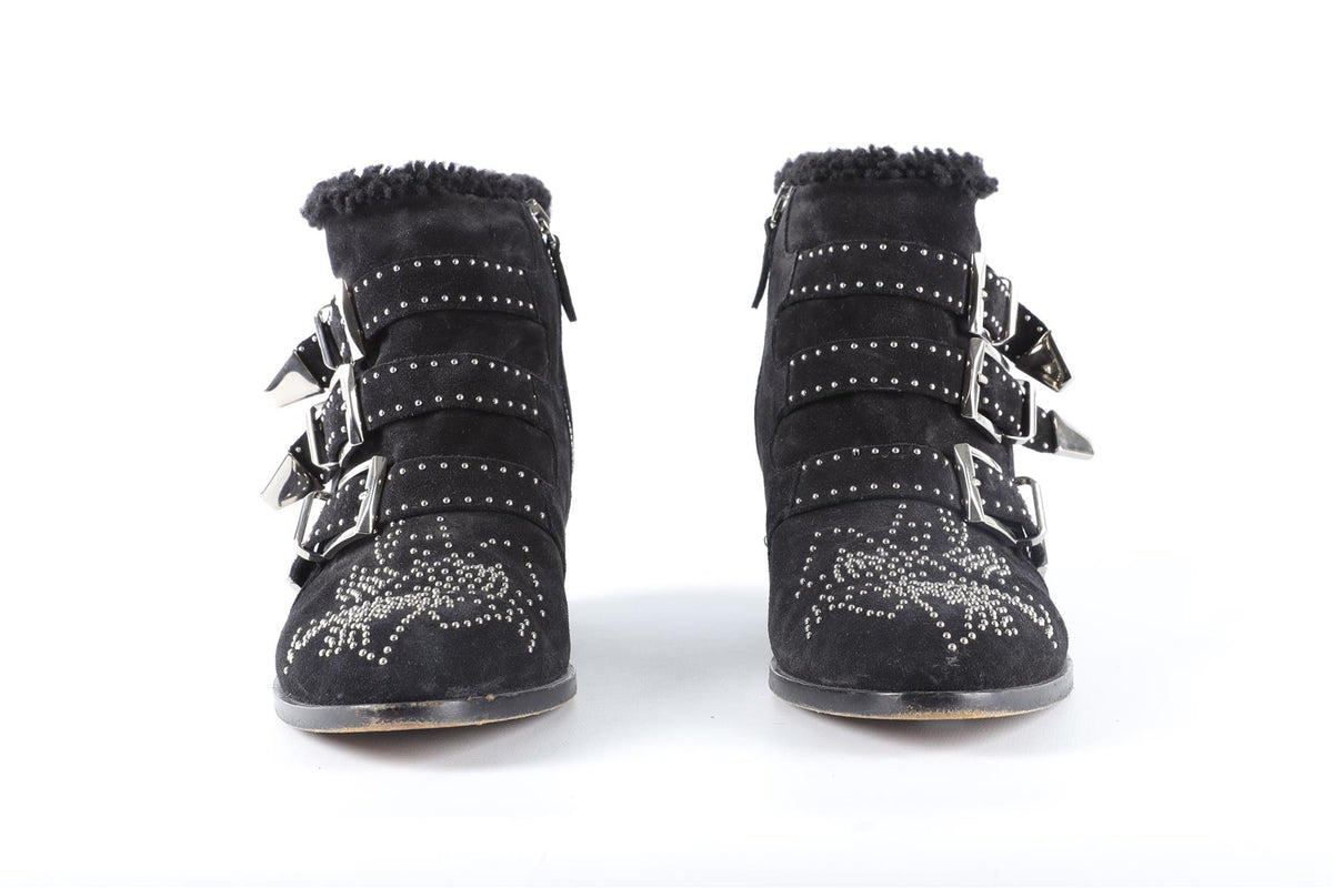 CHLOÉ BLACK SUSANNA SUEDE ANKLE BOOTS EU 39 UK 6 US 9