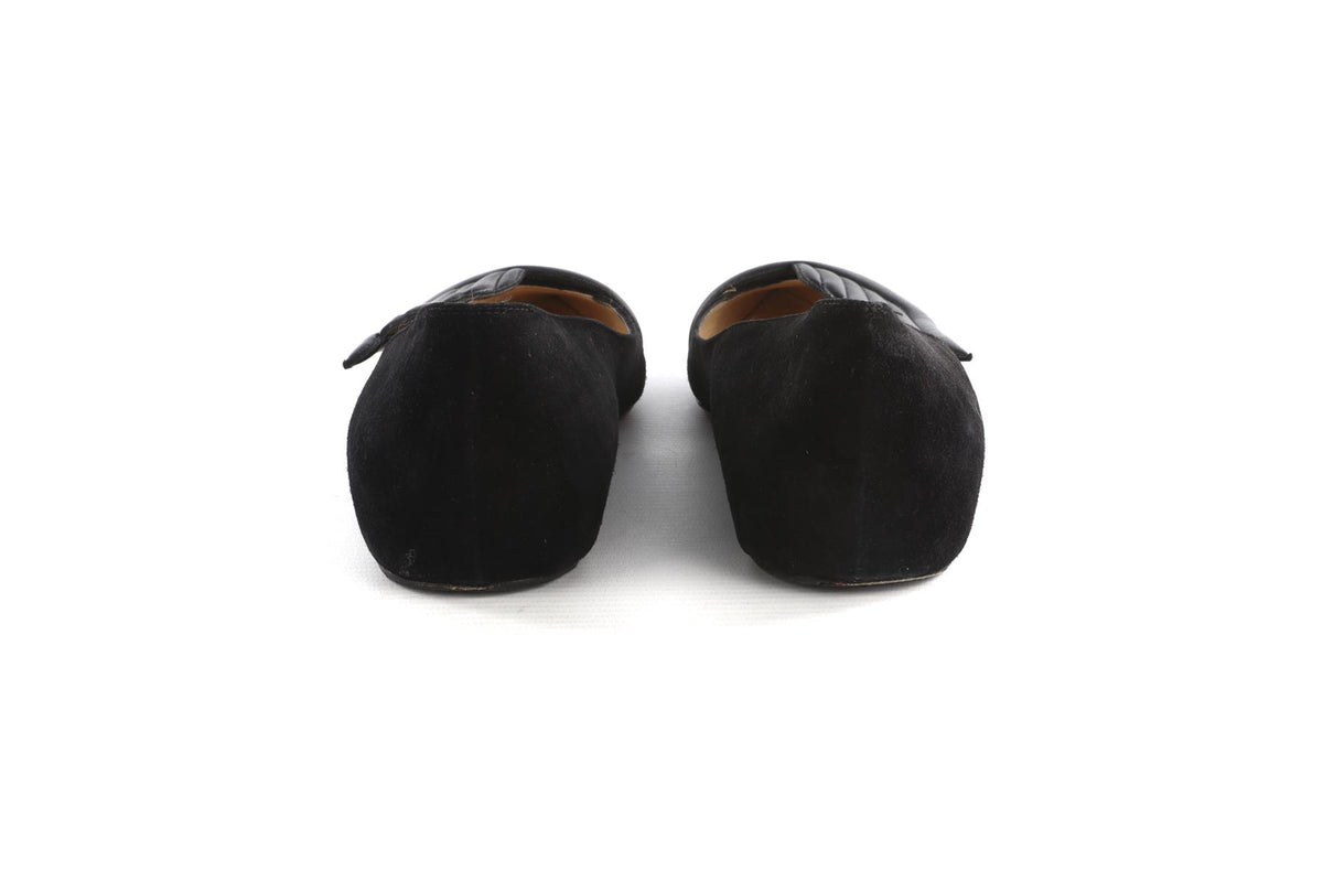 CHRISTIAN LOUBOUTIN BLACK SUEDE BALLET FLATS EU 38 UK 5 US 8