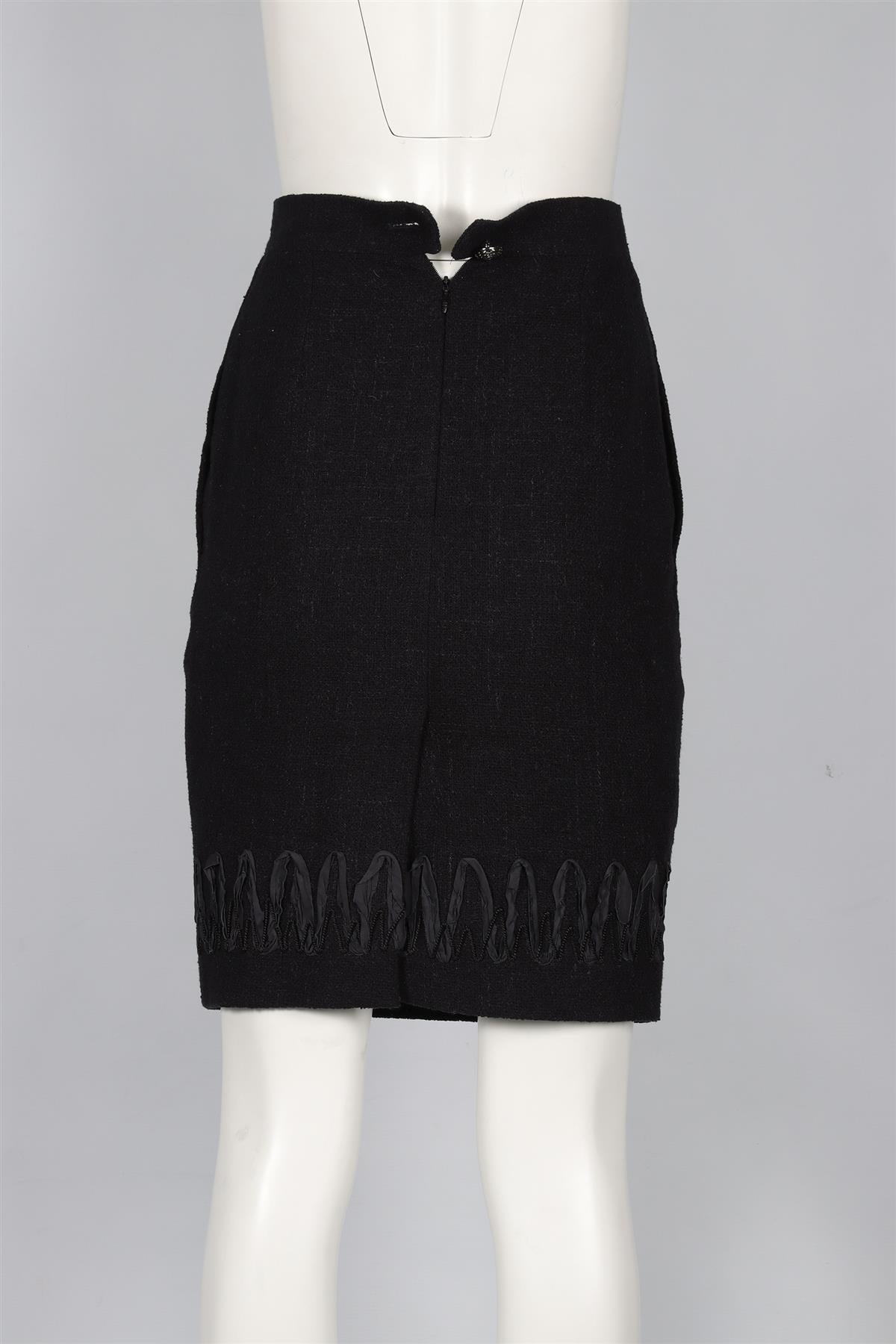 CHANEL BLACK COTTON MINI SKIRT FR 36 UK 8