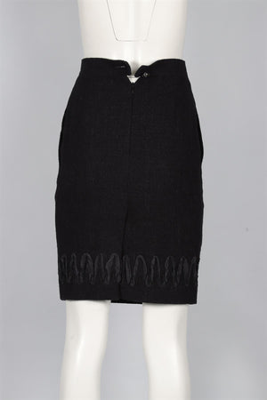 CHANEL BLACK COTTON MINI SKIRT FR 36 UK 8