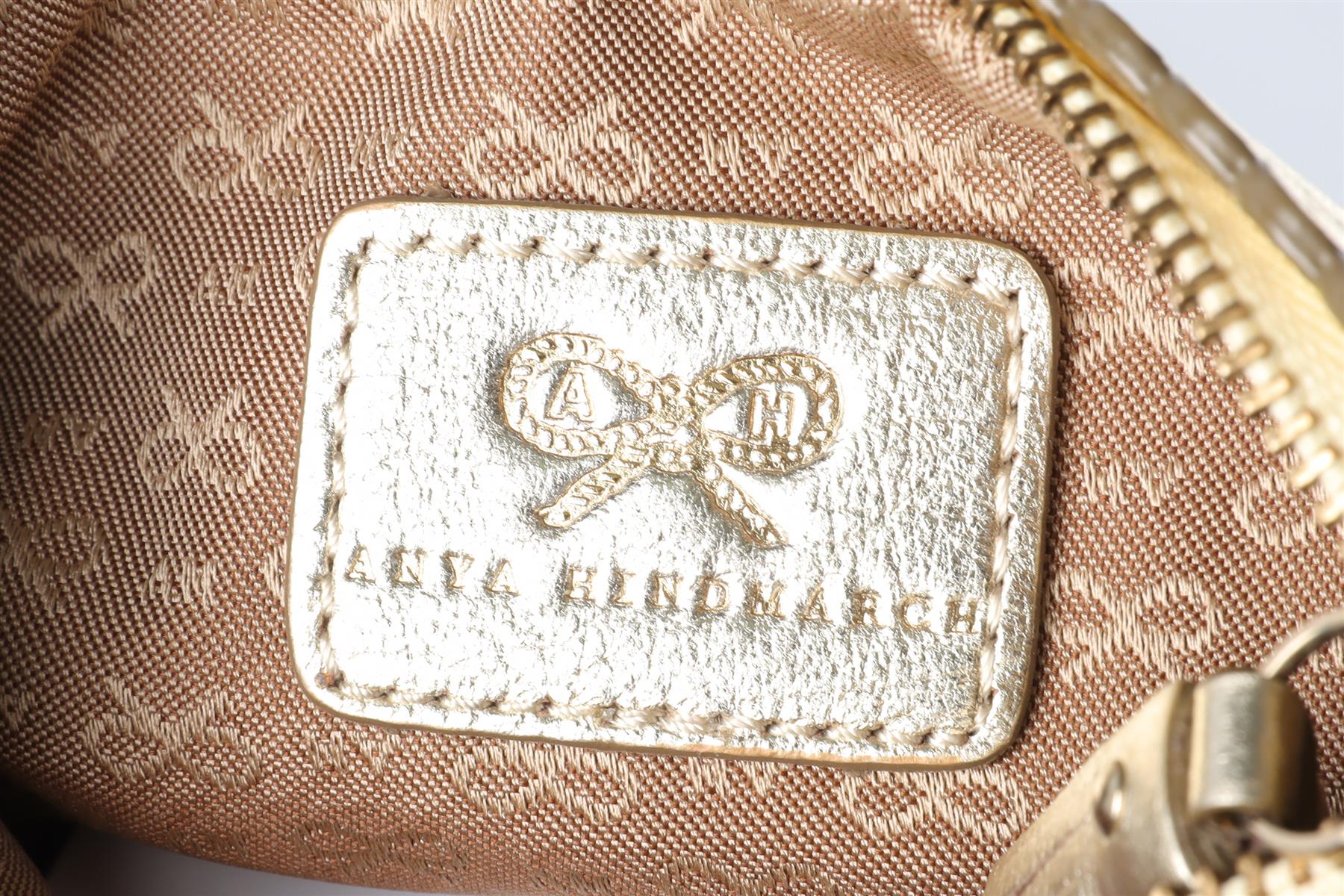 ANYA HINDMARCH GOLD SMALL LEATHER POUCH